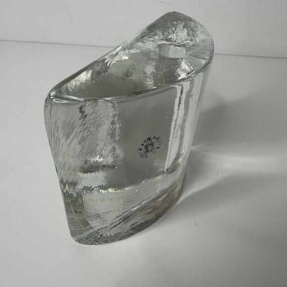 Living Quarters Half Moon Glass Bud Vase Taper Candle Pen Holder Book End Heavy - Picture 4 of 15